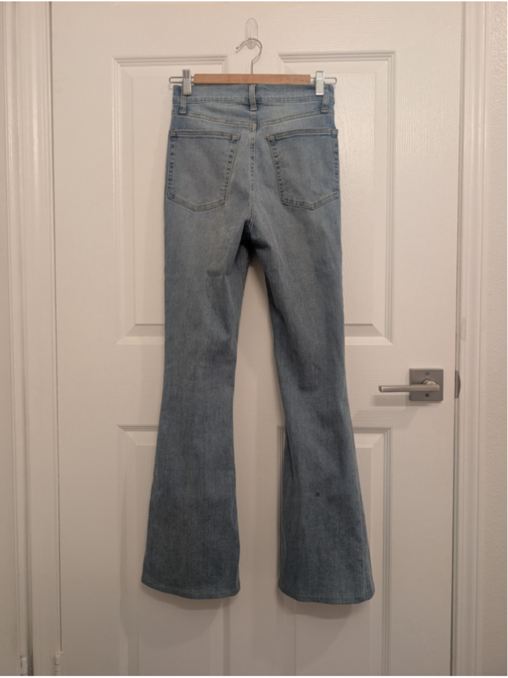 FRAME Le High Flare Jeans Size 26 Wilson Raw After Light Wash Stretch Denim